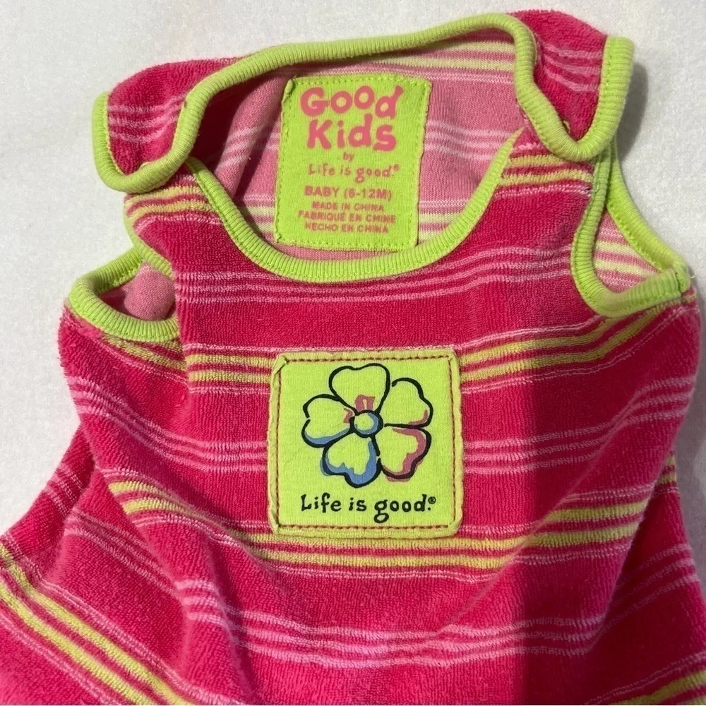 Life is Good Infant Girl Terry Cloth Romper/Swim Suit Coverup. Size 6-12 Months